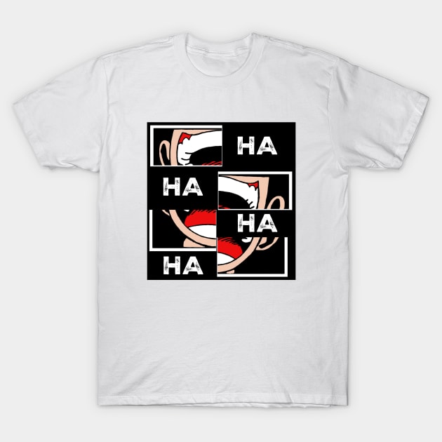 Funny Laughing Anime Boy T-Shirt by Alaynsia Designs